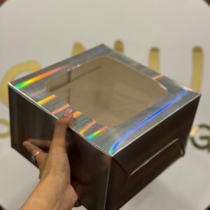 WINDOW CAKE BOX - SILVER (8/8/5")