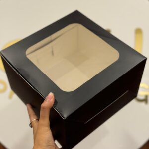 WINDOW CAKE BOX - BLACK (8/8/5")