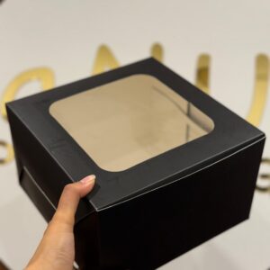 WINDOW CAKE BOX - BLACK (10/10/5")
