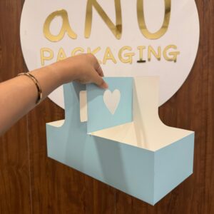 HEART FLAMINGO HAMPER BOX - SKY BLUE (12/6/4")