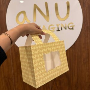 PRINTED HANDLE HAMPER BAG - YELLOW (8/6/4")