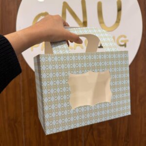 PRINTED HANDLE HAMPER BAG - BLUE (8/6/4")