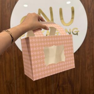 PRINTED HANDLE HAMPER BAG - PINK (8/6/4")