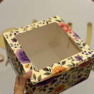FLORAL PRINT WINDOW CAKE BOX - (10/10/5")