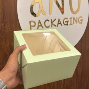 WINDOW CAKE BOX - GREEN (8/8/5")