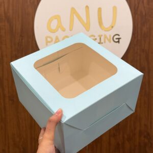WINDOW CAKE BOX - BLUE (8/8/5")