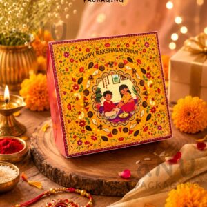 RAKHI SINGLE BROWNIE BOX - RED (3/3/1.75") PACK OF 10 PCS