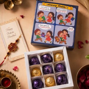 RAKHI 9 CHOCOLATE BOX - BLUE (5.5/5.5/2") - PACK OF 10 PCS