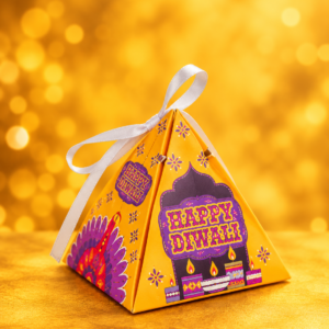DIWALI PYRAMID BOX - YELLOW (4/4/4") - PACK OF 10 PCS
