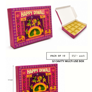 DIWALI 12 CAVITY CHOCOLATE/MULTI USE BOX (7.5/1.25/5.5") - PACK OF 10 PCS