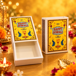 DIWALI MATCH BOX - YELLOW (11/8/3") - PACK OF 10 PCS